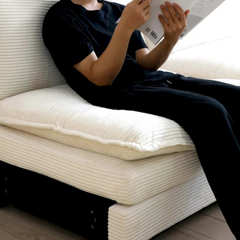 Canapé modulable en velours côtelé 5 pièces en forme de U avec 2 poufs – 4 couleurs