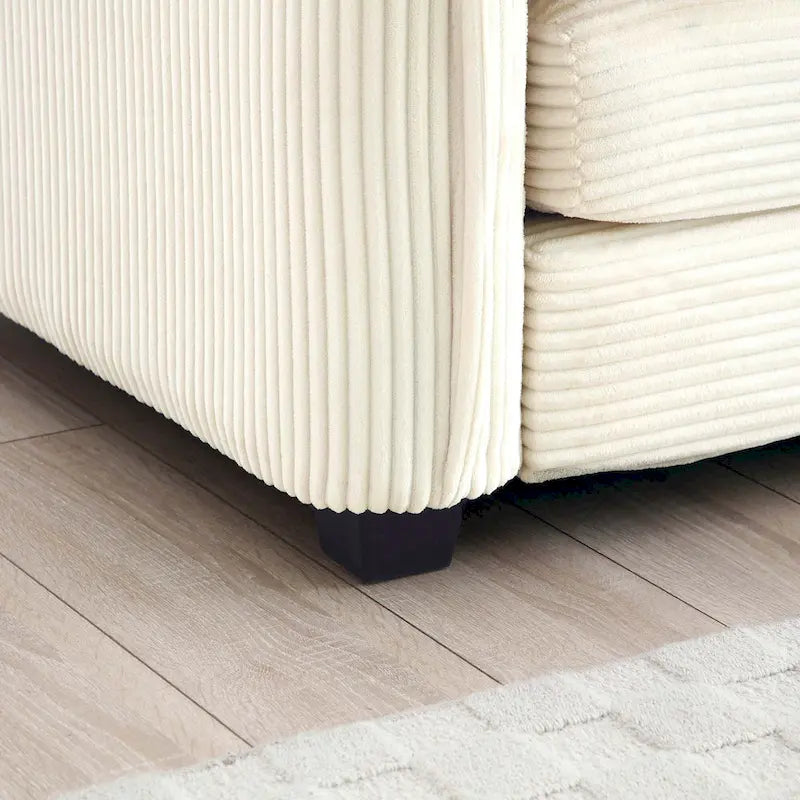 Canapé modulable en velours côtelé 5 pièces en forme de U avec 2 poufs – 4 couleurs