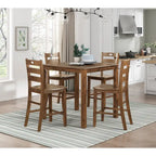 Ensemble de salle à manger 5 pièces à hauteur de comptoir, Meubles de cuisine en bois avec table carrée et 4 chaises