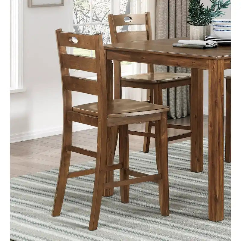 Ensemble de salle à manger 5 pièces à hauteur de comptoir, Meubles de cuisine en bois avec table carrée et 4 chaises