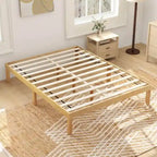 Cadre de lit plateforme en bois – Lit simple/double/queen, dégagement sous le lit de 26,7 cm