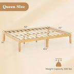 Cadre de lit plateforme en bois – Lit simple/double/queen, dégagement sous le lit de 26,7 cm