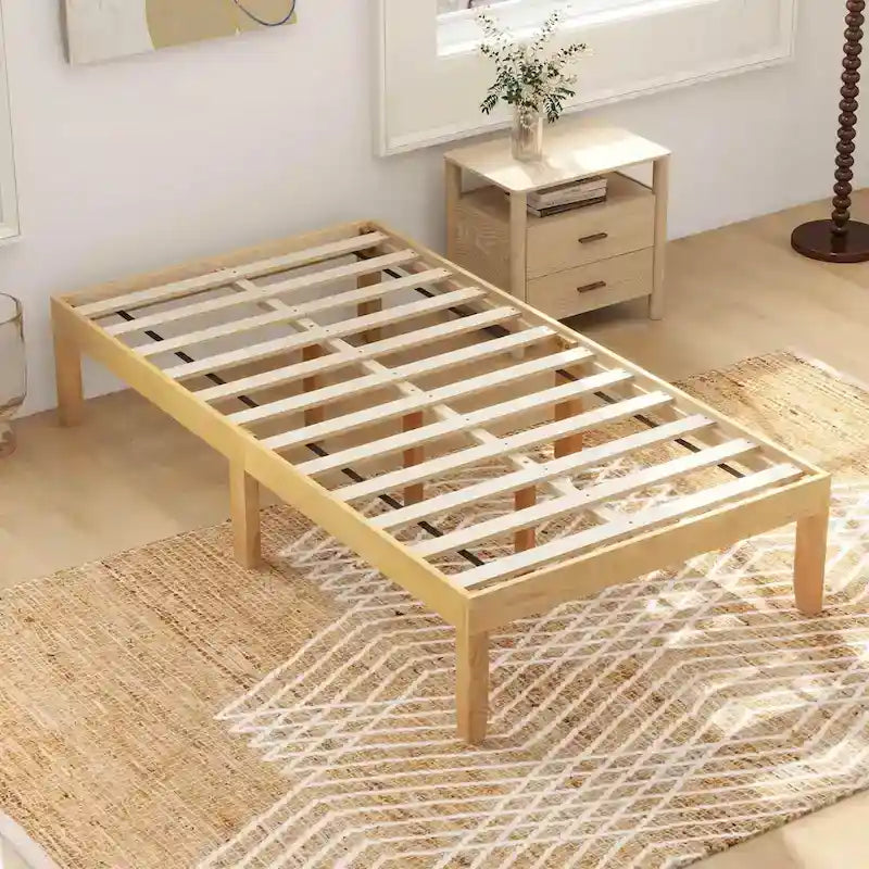 Cadre de lit plateforme en bois – Lit simple/double/queen, dégagement sous le lit de 26,7 cm