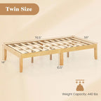 Cadre de lit plateforme en bois – Lit simple/double/queen, dégagement sous le lit de 26,7 cm