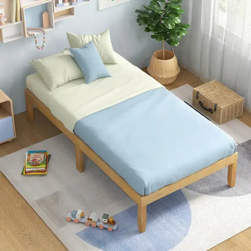 Cadre de lit plateforme en bois – Lit simple/double/queen, dégagement sous le lit de 26,7 cm