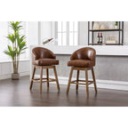 Lot de 2 tabourets de bar pivotants, tabourets de bar en PU hauteur comptoir avec accoudoirs, tabourets d'îlot de cuisine avec dossier et repose-pieds