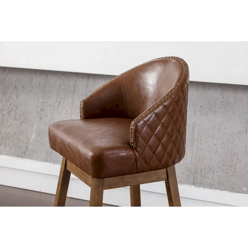 Lot de 2 tabourets de bar pivotants, tabourets de bar en PU hauteur comptoir avec accoudoirs, tabourets d'îlot de cuisine avec dossier et repose-pieds
