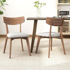 Set of 2 Light Beige Wood Dining Chairs Side Chair Office Table Chair