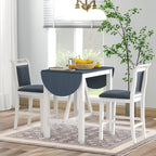 Ensemble de table à manger et 2 chaises en bois blanc 3 pièces à hauteur de comptoir avec rallonge à rabat