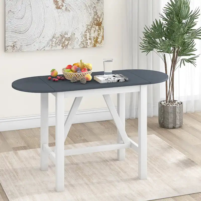 Ensemble de table à manger et 2 chaises en bois blanc 3 pièces à hauteur de comptoir avec rallonge à rabat