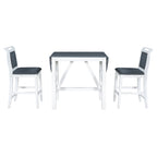 Ensemble de table à manger et 2 chaises en bois blanc 3 pièces à hauteur de comptoir avec rallonge à rabat