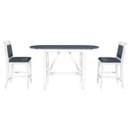 Ensemble de table à manger et 2 chaises en bois blanc 3 pièces à hauteur de comptoir avec rallonge à rabat
