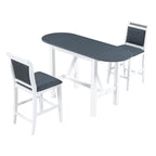 Ensemble de table à manger et 2 chaises en bois blanc 3 pièces à hauteur de comptoir avec rallonge à rabat