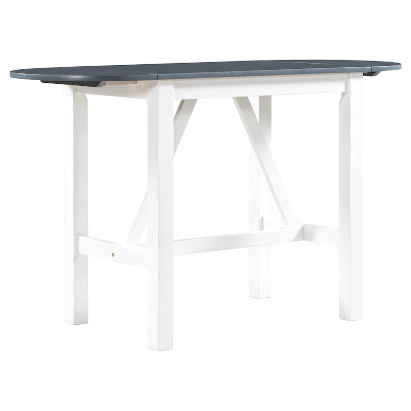 Ensemble de table à manger et 2 chaises en bois blanc 3 pièces à hauteur de comptoir avec rallonge à rabat
