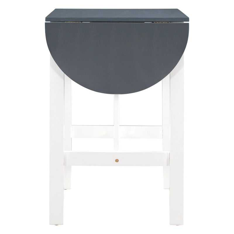 Ensemble de table à manger et 2 chaises en bois blanc 3 pièces à hauteur de comptoir avec rallonge à rabat