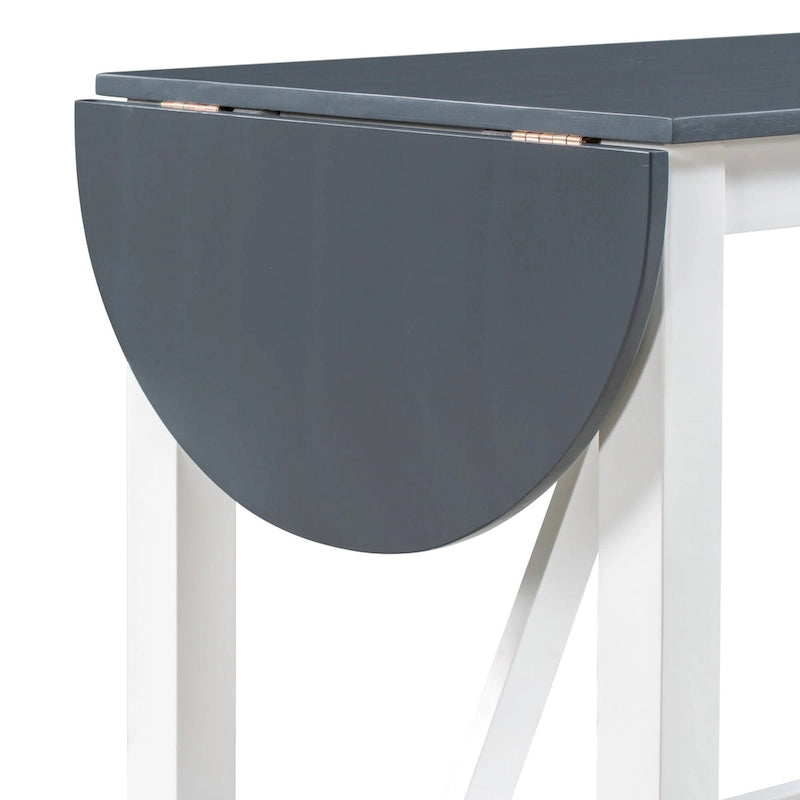 Ensemble de table à manger et 2 chaises en bois blanc 3 pièces à hauteur de comptoir avec rallonge à rabat