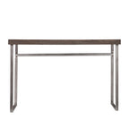 Console-table Gilbert – Plateau en placage de chêne brûlé avec pieds en métal argenté