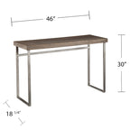 Console-table Gilbert – Plateau en placage de chêne brûlé avec pieds en métal argenté
