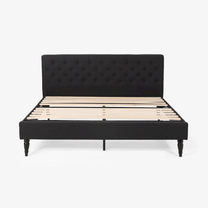 Lit plateforme king tapissé Atterbury – Meuble de chambre moderne