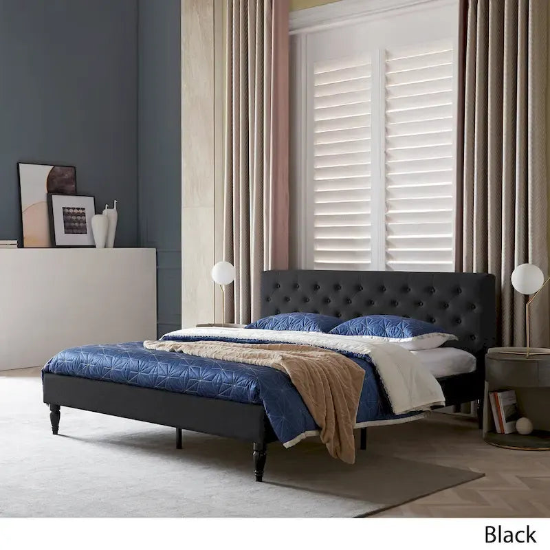 Lit plateforme king tapissé Atterbury – Meuble de chambre moderne