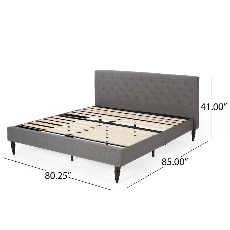Lit plateforme king tapissé Atterbury – Meuble de chambre moderne