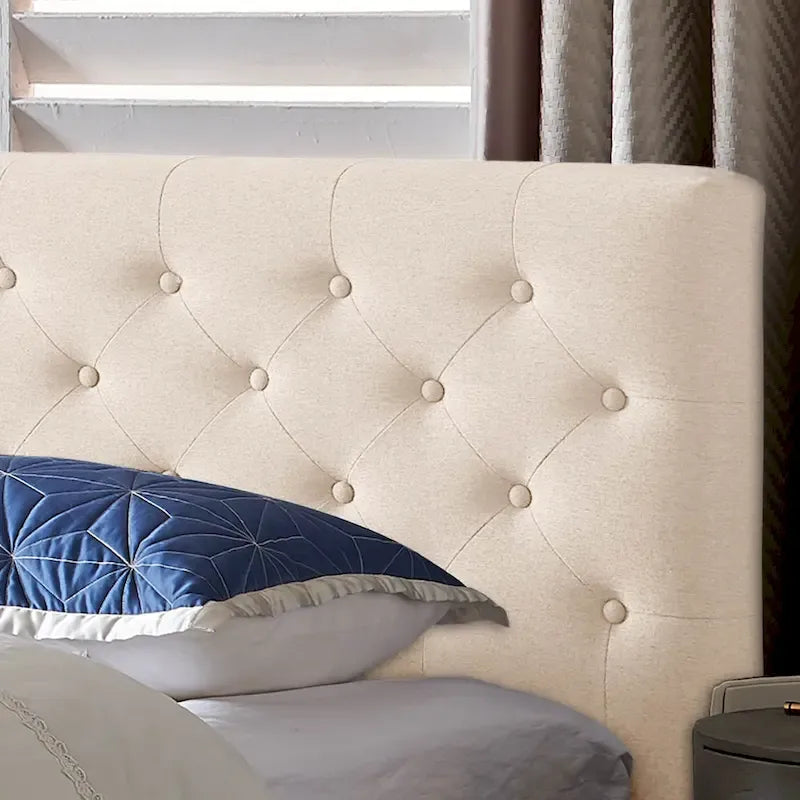 Lit plateforme king tapissé Atterbury – Meuble de chambre moderne