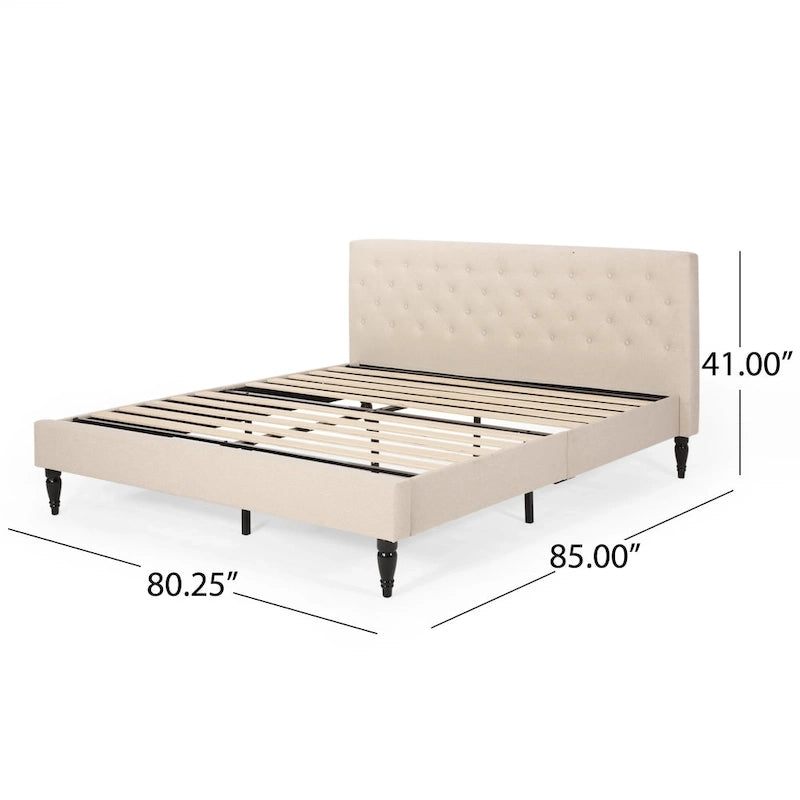 Lit plateforme king tapissé Atterbury – Meuble de chambre moderne