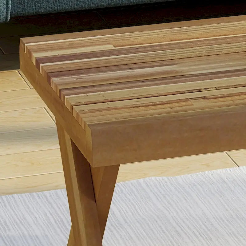 Table basse en bois d'acacia Esmeralda Farmhouse – Finition rustique naturelle
