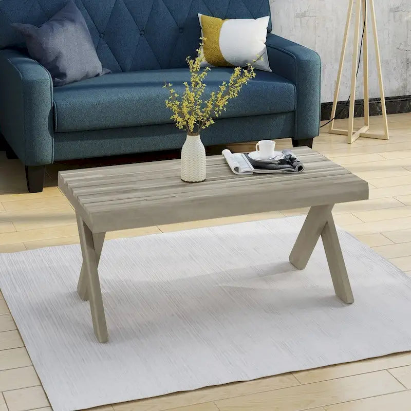 Table basse en bois d'acacia Esmeralda Farmhouse – Finition rustique naturelle