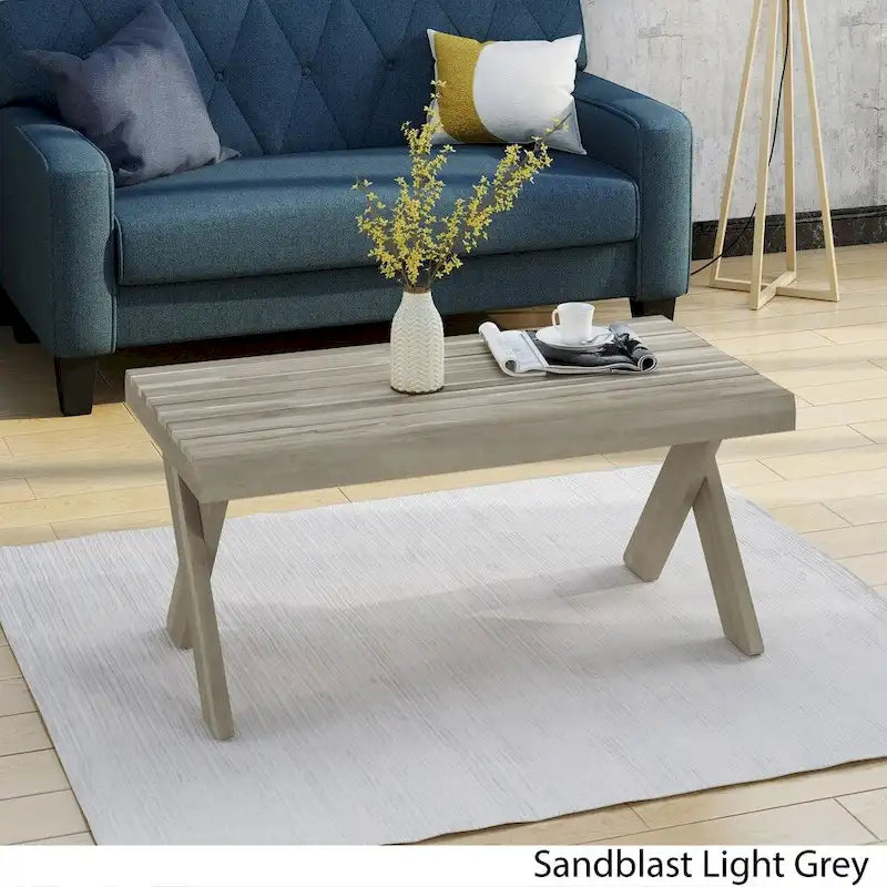 Table basse en bois d'acacia Esmeralda Farmhouse – Finition rustique naturelle