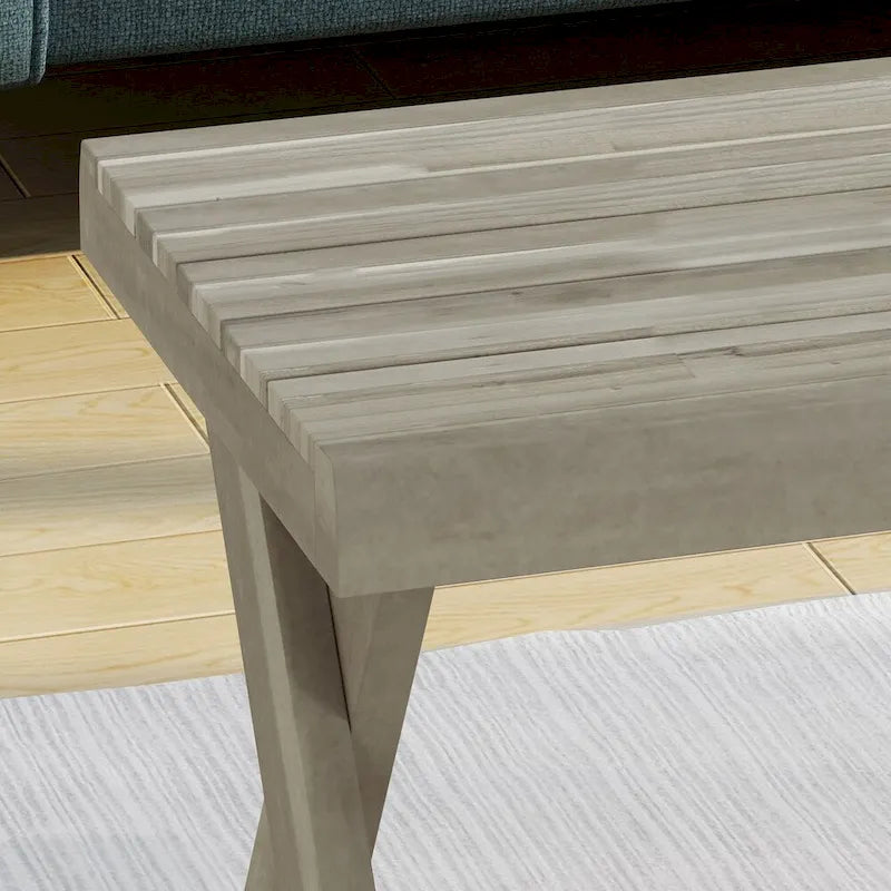 Table basse en bois d'acacia Esmeralda Farmhouse – Finition rustique naturelle
