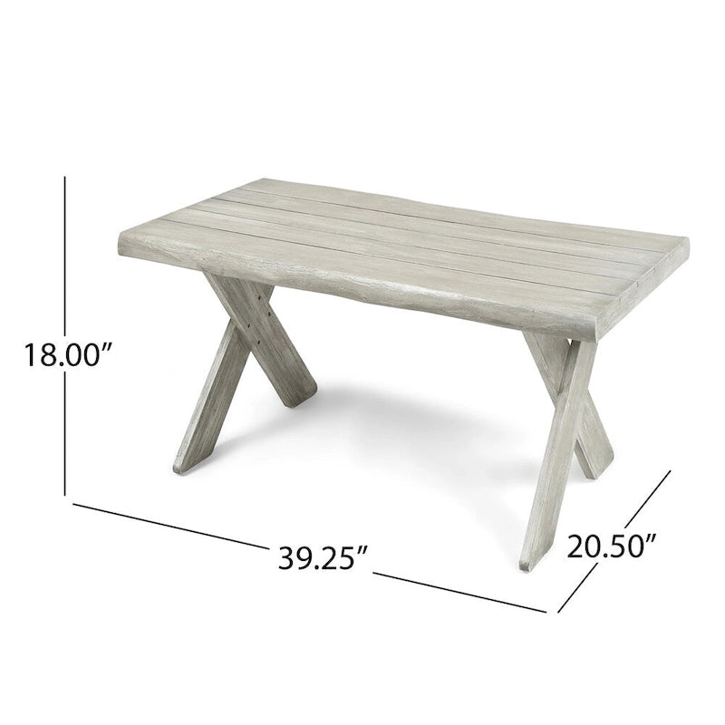 Table basse en bois d'acacia Esmeralda Farmhouse – Finition rustique naturelle