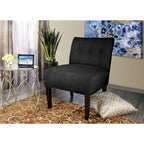 Fauteuil d'appoint Ikat capitonné en pierre brune avec pieds en bois espresso (TEL QUEL)