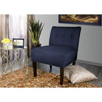 Fauteuil d'appoint Ikat capitonné en pierre brune avec pieds en bois espresso (TEL QUEL)