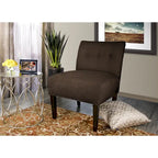 Fauteuil d'appoint Ikat capitonné en pierre brune avec pieds en bois espresso (TEL QUEL)
