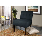 Fauteuil d'appoint Ikat capitonné en pierre brune avec pieds en bois espresso (TEL QUEL)