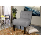 Fauteuil d'appoint Ikat capitonné en pierre brune avec pieds en bois espresso (TEL QUEL)