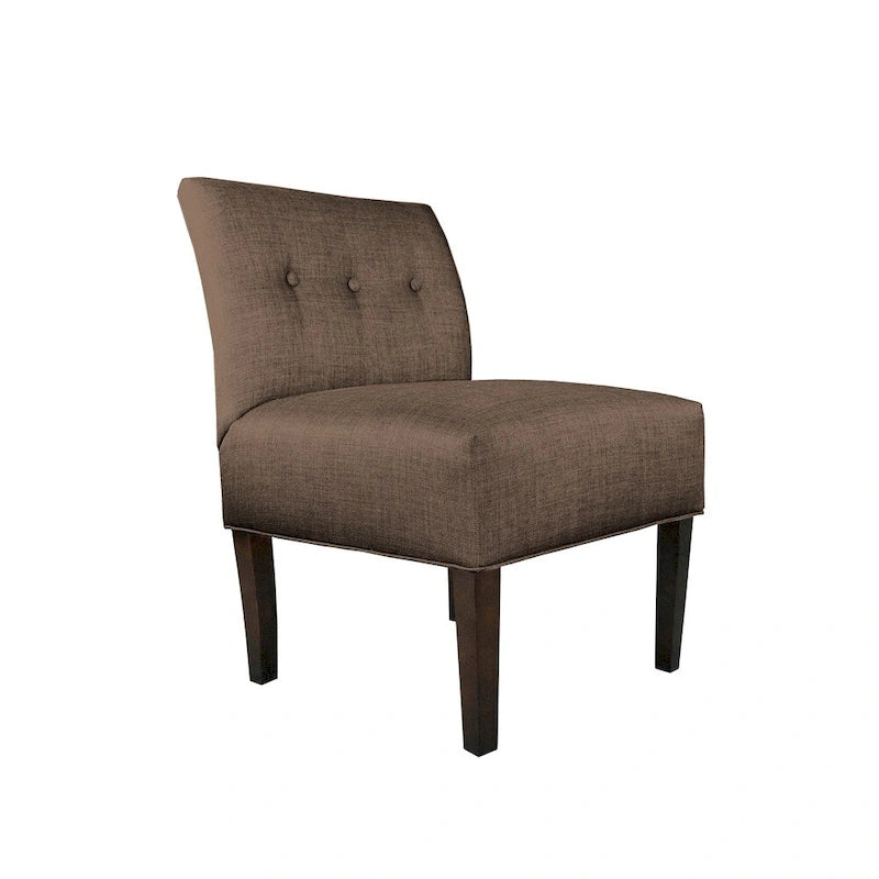 Fauteuil d'appoint Ikat capitonné en pierre brune avec pieds en bois espresso (TEL QUEL)