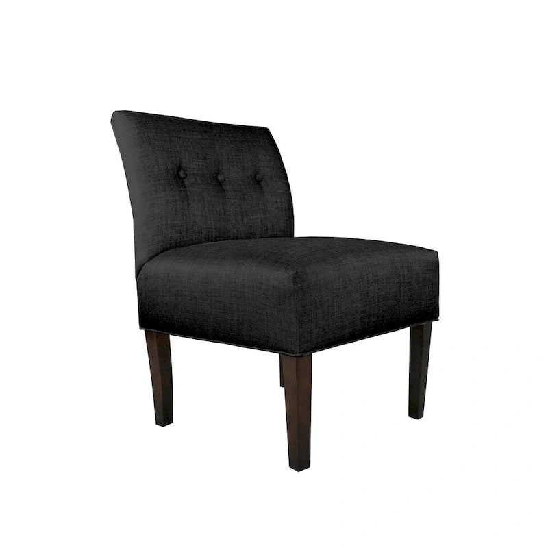 Fauteuil d'appoint Ikat capitonné en pierre brune avec pieds en bois espresso (TEL QUEL)