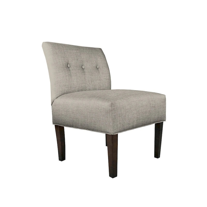 Fauteuil d'appoint Ikat capitonné en pierre brune avec pieds en bois espresso (TEL QUEL)