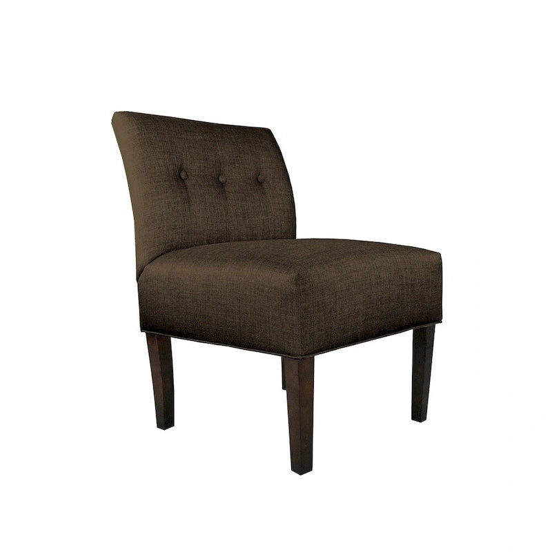 Fauteuil d'appoint Ikat capitonné en pierre brune avec pieds en bois espresso (TEL QUEL)