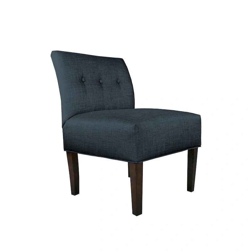 Fauteuil d'appoint Ikat capitonné en pierre brune avec pieds en bois espresso (TEL QUEL)