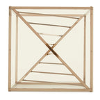 Table d'appoint carrée en métal et plateau en verre fumé avec base décorative lignée
