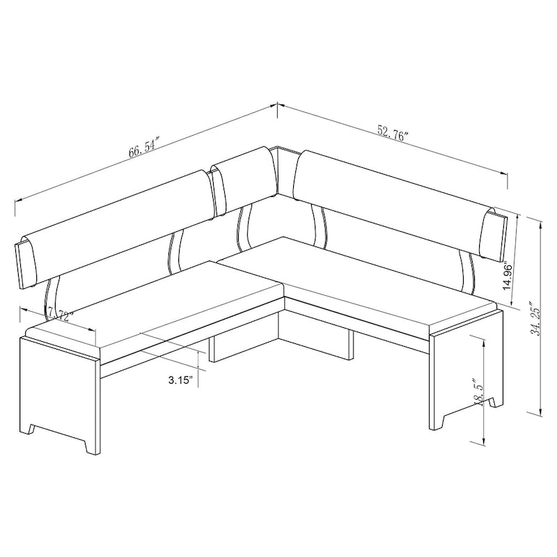 Ensemble de salle à manger Emily en bois moderne avec table, coin banquette et banc