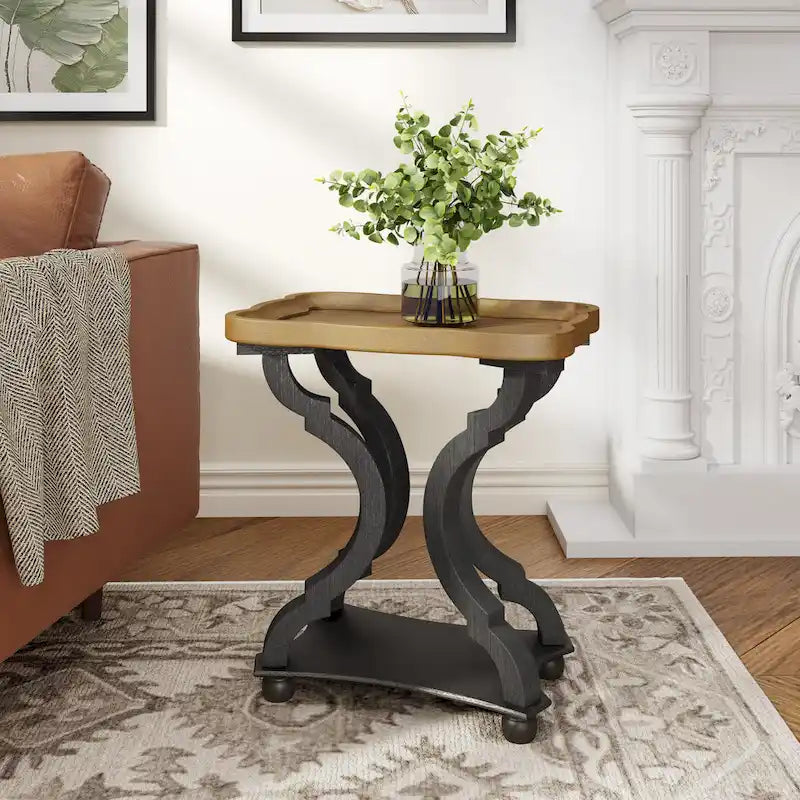 Table d'appoint rectangulaire de style champêtre Ouray – Table d'appoint élégante