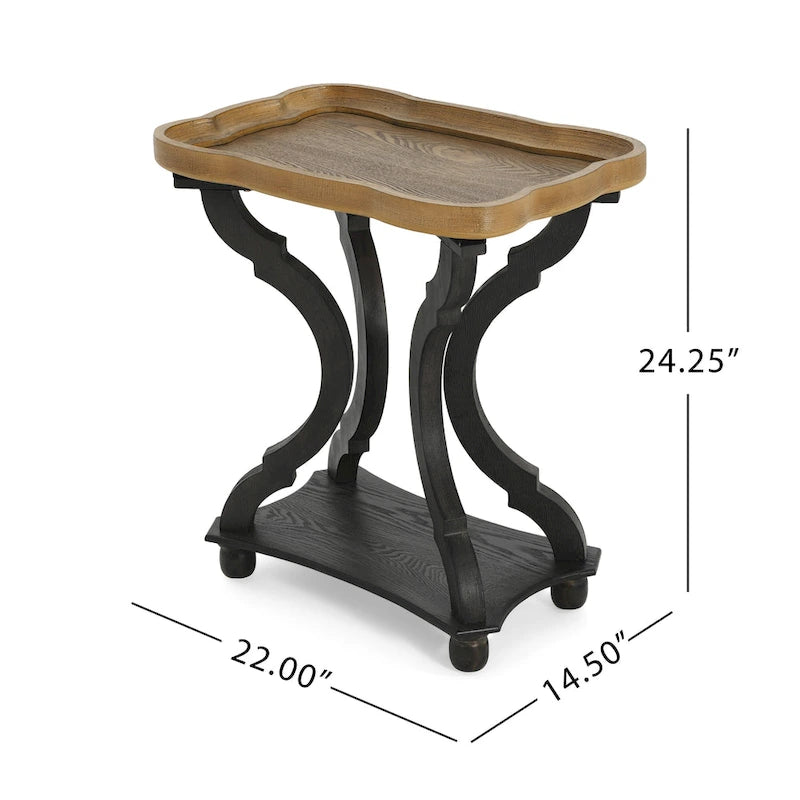 Table d'appoint rectangulaire de style champêtre Ouray – Table d'appoint élégante