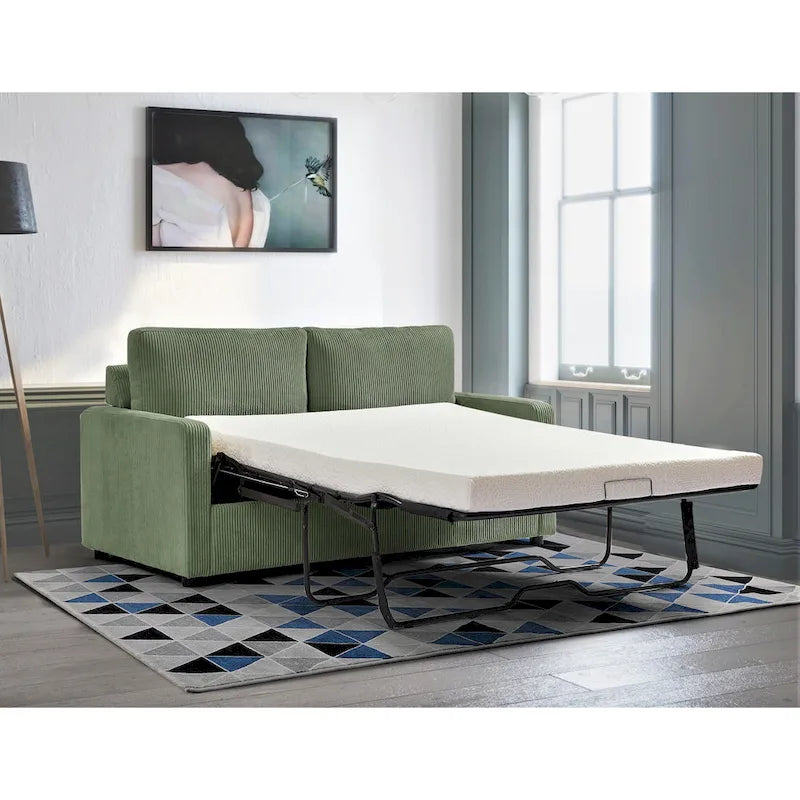Canapé-lit Manchester en velours côtelé de 70 pouces avec accoudoirs carrés