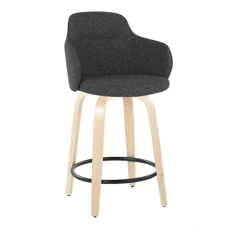 Tabouret de comptoir Iglabo de 24 po à hauteur fixe avec pieds en bois courbé – Lot de 2