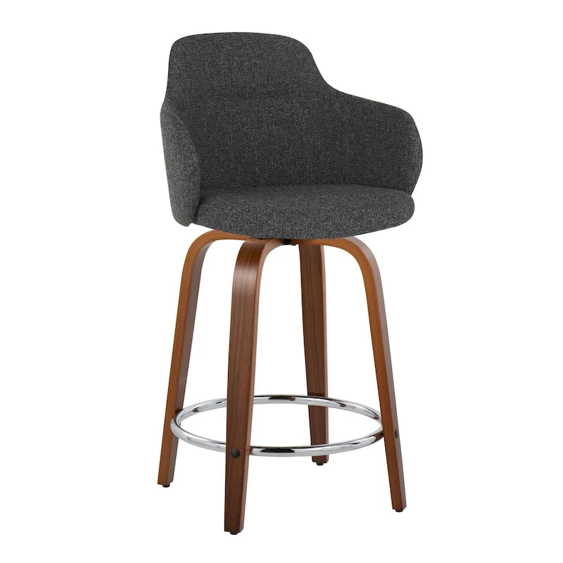 Tabouret de comptoir Iglabo de 24 po à hauteur fixe avec pieds en bois courbé – Lot de 2