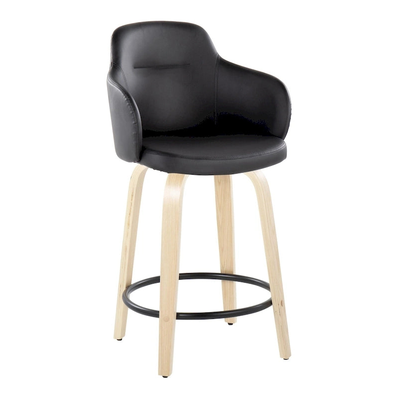 Tabouret de comptoir Iglabo de 24 po à hauteur fixe avec pieds en bois courbé – Lot de 2